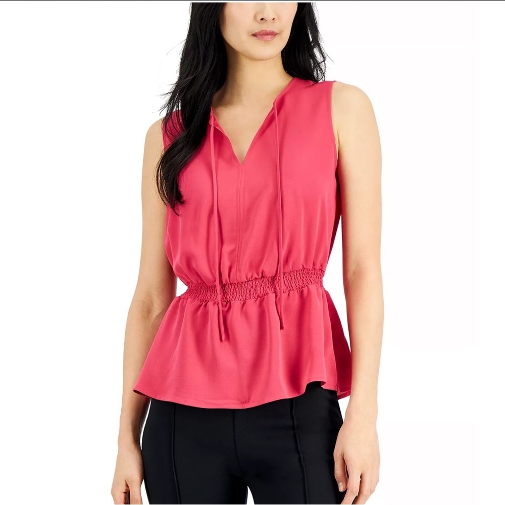 Alfani V-Neck Smocked Waist tank top - Picture 2 of 12